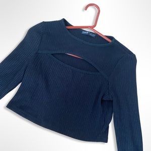 Black cut-out long sleeve top